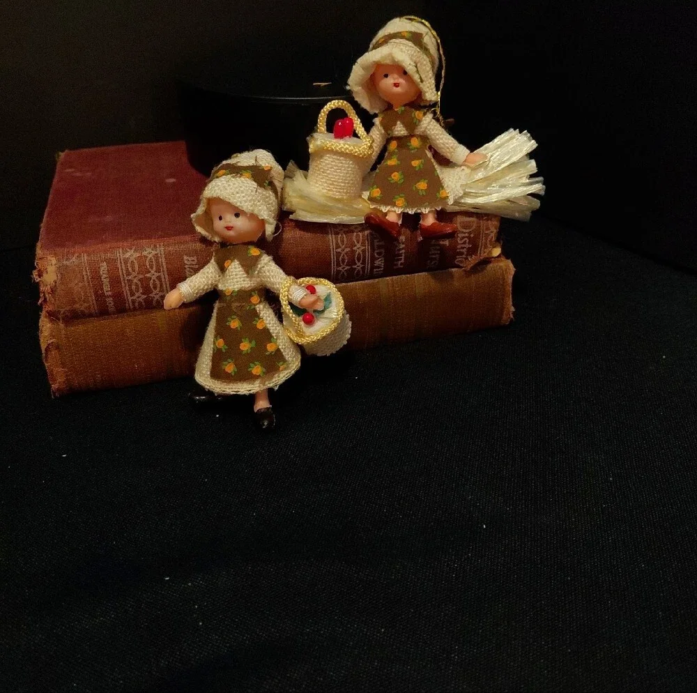 VINTAGE CELLULOID PRAIRIE ORNAMENTS